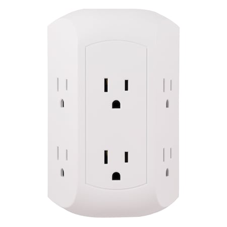 GE Pro 6-Outlet Surge Protector With Adapter Space Outlets, White